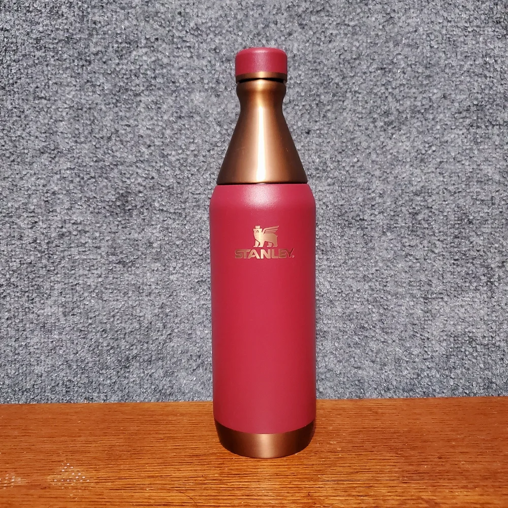 Stanley 20 oz All Day Slim Bottle Stainless Steel Cranberry Rose Gold w/Lid Gym - Picture 2 of 11